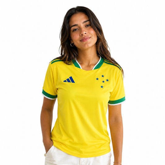 Camisa Cruzeiro 2026/27 Verde Amarela Copa do Mundo - Feminina